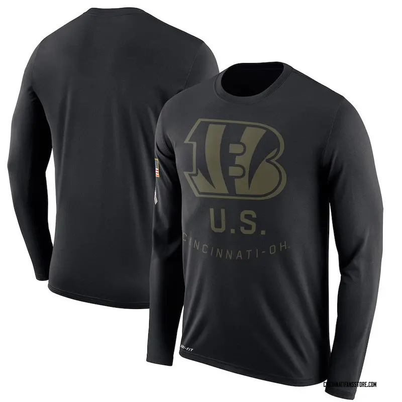 Men's Black Legend Cincinnati Bengals 2018 Salute to Service Sideline Performance Long Sleeve T-Shirt